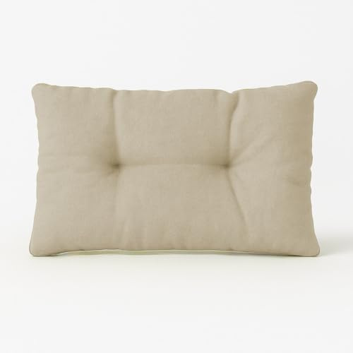 chilly pilley Loungekissen Rattansessel Auflagen Rattanpolster Rattan Lounge Set Gesteppt Sitzkissen Kissen Rückenlehne mit Keder Loungekissen (Rückenkissen 60x40, Creme)