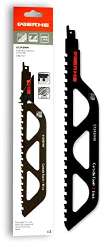 WERHE ® Profi - 1 x hoja de sierra alternativa para piedra - C 305 mm S1243HM La hoja de sierra de cola de zorro más fuerte - Compatible con sierras Dewalt, Bosch