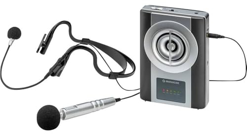 MONACOR WAP-8 Mobiler Sprachverstärker, Schwarz/Silber, 1000075