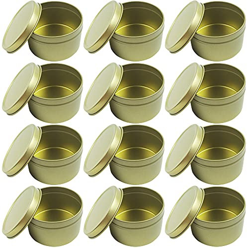 CENRONG Tarros para Hacer Velas,12 latas Tarros Redondos de Aluminio Para Velas con Tapas Recipientes Para Vela para Hacer Velas DIY Almacenamiento en Seco