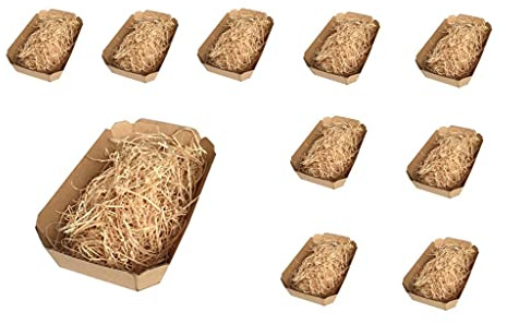 25 Cestini di Cartone Avana, scatoline aperte per confezioni, bomboniere, packaging regalo, cestino natalizio o pasquale MOD40 con 250 gr paglia in legno finissima