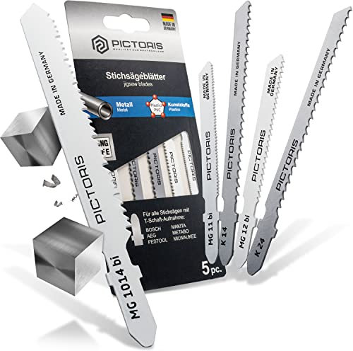 PICTORIS 5 Stichsägeblätter für Metall I Made in Germany I T-Schaft I HCS/CV I Stichsäge Sägeblätter für saubere und schnelle Schnitte in Blech, Stahl, Buntmetall, Aluminium