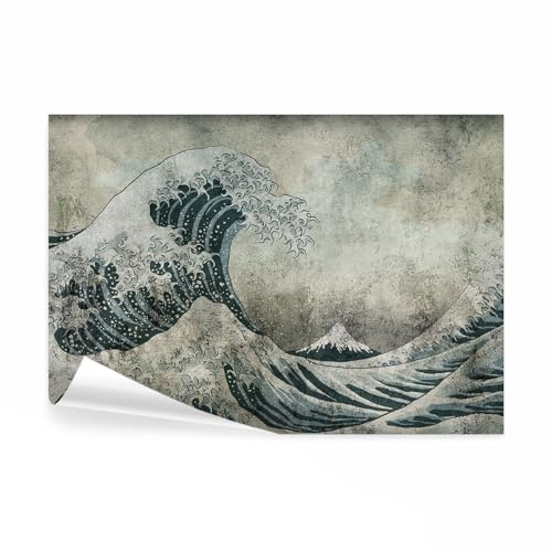 decomonkey carta da parati Katsushika Hokusai Paesaggio, 400x280 cm | fotomurale in tessuto non tessuto, riproduzione, grande, onda, kanagawa, vintage