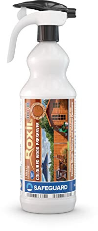 Roxil Wood Stain Preserver (Autumn Gold, 1 Litre Spray) - Fast-Drying Satin Finish for Decking, Fence, Shed, Furniture. Up to 5 Year Protection for Indoor & Outdoor