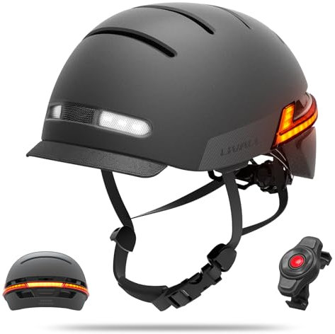 LIVALL BH51M Bluetooth Smart Fahrradhelm Erwachsenenhelm mit Auto-Sensor, LED-Blinker-Rücklichtern, eingebauten Mikrofonlautsprechern SOS-Alarm Fahrradhelm mit Visier, für Fahrrad, Skateboard, E-Bike
