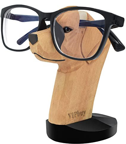 VIPbuy Handgemachte Form Holzschnitzbrille Brillenhalter Ständer Sonnenbrillen Präsentationsständer Home Office Schreibtischdekoration （Labrador Retriever）