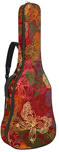 Akustikgitarre Tasche Wasserdicht Gitarren Rucksack Dicke Weich Gepolstert Weihnachten Weihnachtsmann Glocke Schneeflocke Blau Weiß Konzertgitarre Tasche, Farbe7, 42.9x16.9x4.7 in, Taschen-Organizer