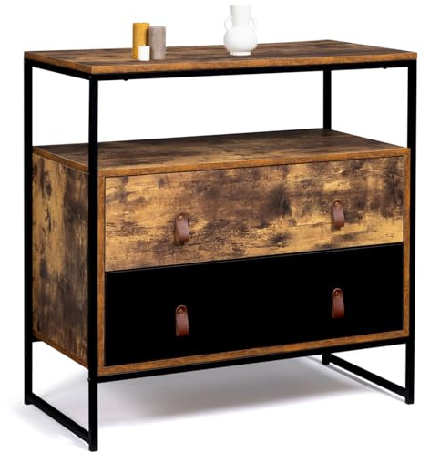 IDMarket - Kommode mit 2 Schubladen Chicago 80 cm Industriedesign