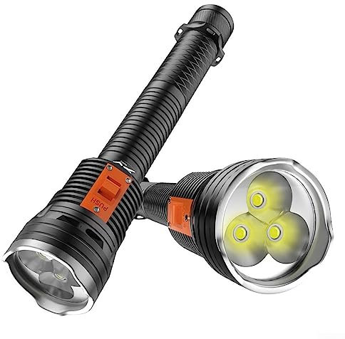 RANRAO Linterna de buceo recargable, linterna de buceo P70, luz LED impermeable subacuática al aire libre, 50 m, luces de buceo subacuáticas superbrillantes