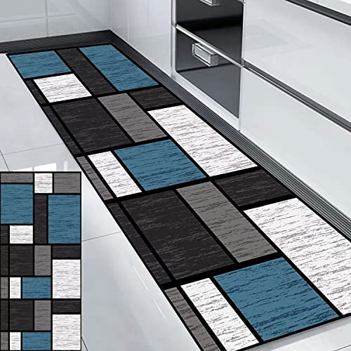 HUAXIQUE Tappeto Per Cucina Tappeto cucina Motivo Geometrico Passatoia Corridoio Antimacchia per Soggiorno Camera Da Letto Scale Del Corridoio 90x200cm Stile B