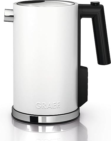 Graef Electric Kettle 1.2 L, White, WK901UKI | Double Walled for Cool Touch, 360 Base, Integrated Child Lock