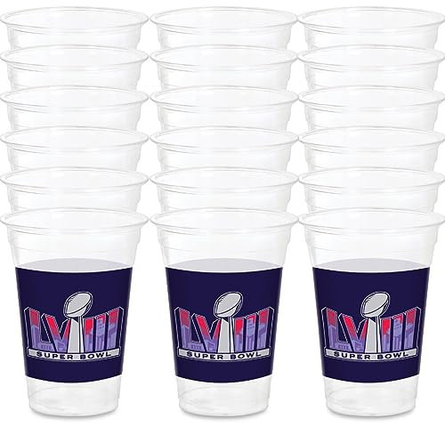 Amscan Super Bowl LVIII Mehrfarbige Kunststoffbecher, 473 ml, Set mit 25 Tassen, 473 ml