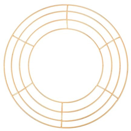 F Fityle Draht-Kranz-Rahmen, Eisen-Blumenkranz-Rahmen, Eisen-Kreis-Kranz, Reifen-Kranz-Ringe für Hochzeit, Valentinstag, Neujahr, Heimdekoration, Gold 40cm