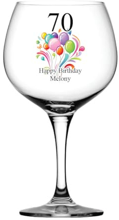 ukgiftstoreonline Personalised Any Age Birthday Cocktail Gin Glass Gift with Balloons 18th 21st 30th 40th 50th 60th 70th 80th