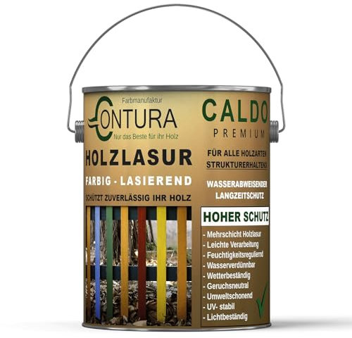 Contura Holzlasur 2,5 Liter Langzeitschutz Lasur + Pinsel Holz Außen Dauerschutzlasur Holzfarbe (Kastanie/Braun - 10.27)
