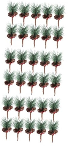 STOBOK 90 STK Weihnachtsblumen Pflücken Künstliche Kiefernbeeren Gefälschte Beeren Tannenzapfen Gefälschte Pinienpicks Rote Beere Für Die Kranzherstellung Girlande Weihnachtsbaum Kerze