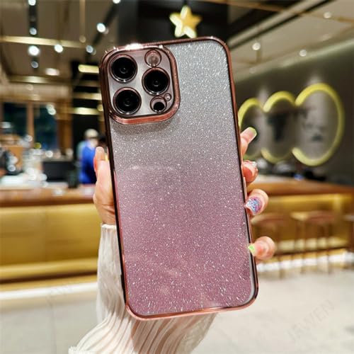 ADKOT Custodia per telefono glitterata con cornice elettrolitica per iPhone 15 14 11 13 12 Mini Pro Max Plus Cover posteriore in morbida placcatura in TPU, rosa, per iPhone 13 Pro