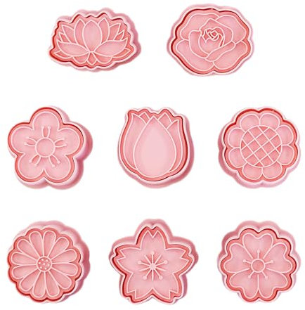 TYGFRT 8-Piece Flower Molds, Pink Flower Cookie Cutters, Baking Tools