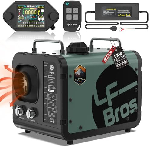 LF Bros 12V/220-240V Standheizung Diesel - 5KW Plateau Version Parkplatz Heizung Alles in einem, Dieselheizung mit Timer LCD Display Fernbedienung für Eisfischen Boot Wohnmobile LKW
