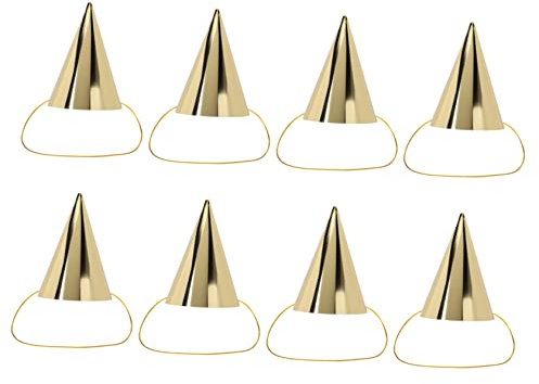 BESTonZON 8 Stück Gold Kindergeburtstag Kappen Kindergeburtstagshut Geburtstagsparty Haarschmuck Geburtstagskegelhüte Kindergeburtstagshut Papierkegelhüte