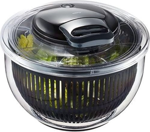 GEFU Salatschleuder PULLIT – Ø 24 cm Schleuder mit Seilzugantrieb & Stopp-Button | Schonendes Trocknen bei hoher Drehzahl | 4,5 l Volumen | rutschfest