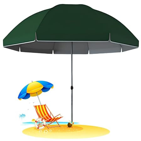 Parasol De Terrasse Avec Protection Uv, Parasol De Plage, Parasol De Jardin Exterieur Rond, Parasol Extérieur, Adapté Aux Jours Ensoleillés Et Pluvieux, Socle Non Inclus(Green,220cm)