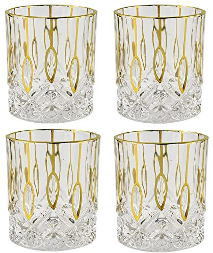 sjdoPulse Juego De Vasos De Whisky De Cristal De Estilo Antiguo, Vasos De Lujo para Beber Bourbon, Whisky Escocés, Cóctel, Coñac, Whisky Irlandés, Juego De 4 Unidades (Tipo 2)
