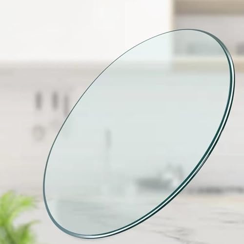BVDHASDBT - Piano per tavolo rotondo in vetro temperato trasparente, 52 cm (20 pollici), cerchio perfetto, spessore 1,27 cm, con pastiglie antiscivolo, per tavolo da pranzo