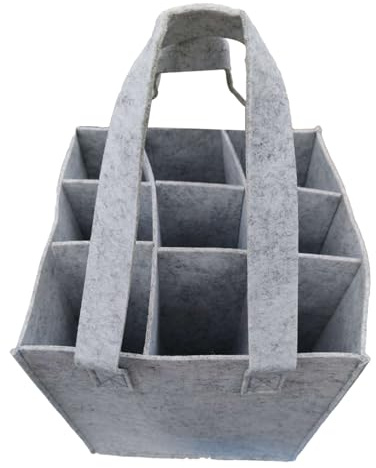 Generisch Flaschentasche Mit 9 Fächer | Flaschentragetaschen Aus Filz, Wein Tragetasche Weinflaschen Tasche, Flaschen Tasche Wiederverwendbare Geschenktasche Für Grillen, Reisen, Camping, Picknick