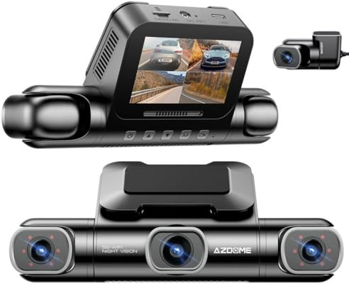 4 Channels Dash Cam For Cars,Front Interior Side and Rear Cameras,IR Night Vision 2K + 1080P*3 Car DVR,Built-in 128GB eMMC Voice Control, GPS logger 5G WiFi APP 360 Degree Panoramic Protection