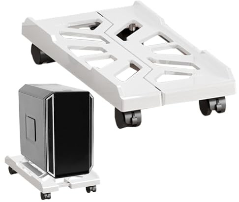 Soporte de suelo para PC, soporte de suelo para PC, soporte para ordenador, soporte para CPU debajo de la mesa, ventilación, ancho ajustable con ruedas giratorias, compatible con la mayoría de