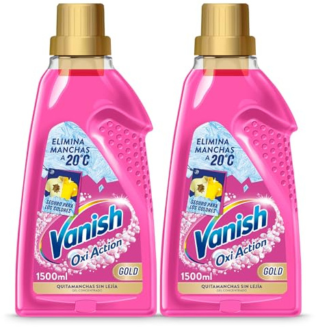 Vanish Oxi Action Gold - Quitamanchas multibeneficio para la ropa, elimina olores y potenciador del lavado, en gel, sin lejía - 2x 1500 ml