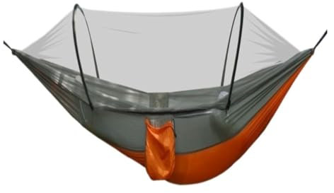 Tragbare leichte Camping-Hängematte mit vollautomatischem schnell öffnendem Moskitonetz, Einzelperson, Outdoor-Reisehängematte mit hängendem Design (Orange)
