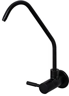 WDSOPK Küchenhahn, Wasserfilterhahn Mit Druckhebel, Wandmontage, Edelstahl-Küchenspülenarmaturen Für Umkehrosmoseanlage, Schwarz A(Black a)