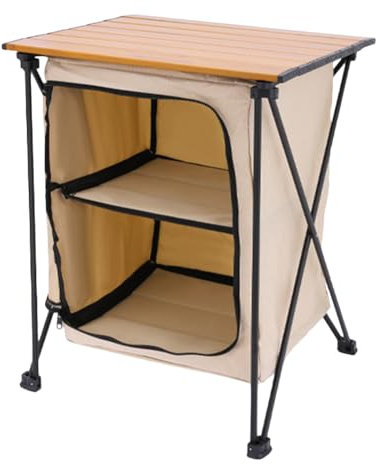 Tavolo da cucina da campeggio tavolo da cucina esterno pieghevole tavolo da campo in alluminio pesante con scaffale di stoccaggio | Mobili da campeggio pieghevole portatili per escu