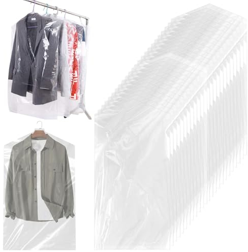 30 custodie per abiti, 90 x 60 cm, in plastica trasparente, per vestiti, camicie