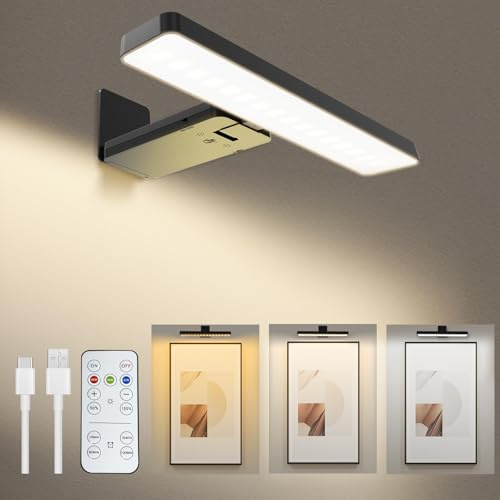 VIGMOJ Luz de imagen control remoto, incluye batería, 3 colores de iluminación y brillo ajustable, para tablero de dardos de imagen, marco de fotos, pintura LED de retrato artístico