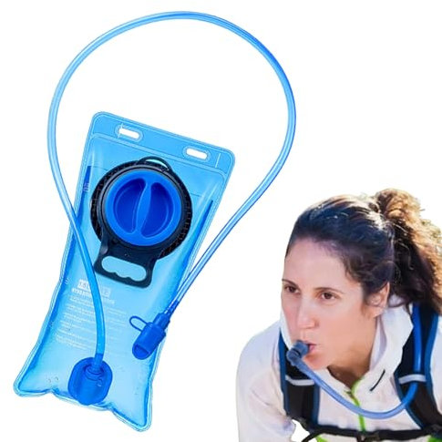 Sacca d'acqua da campeggio senza BPA con cannuccia, sacca d'acqua per zaino da escursionismo, sacca per ciclismo per idratazione, pieghevole (blu, B-1,5 g)