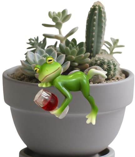 ClcIosis Pot de fleurs, grenouille décorative, décoration de jardin à suspendre, mini grenouille qui boit drôle, décoration de jardin, pot de fleurs, ornement à suspendre pour jardin, balcon, terrasse