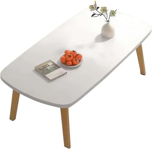 Tavolino da salotto pieghevole, tavolino da salotto, tavolini da salotto in legno, tavolino salvaspazio per casa, ufficio, camera da letto, sala da tè, 80 x 50 cm, bianco