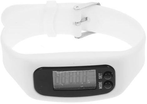 ibasenice LED Zeitdisplay Kalorienzähler und Armbanduhr Schrittzähler mit aus Kunststoff Edelstahl Modisches Sportarmband Weiß für Kinder und Jugendliche