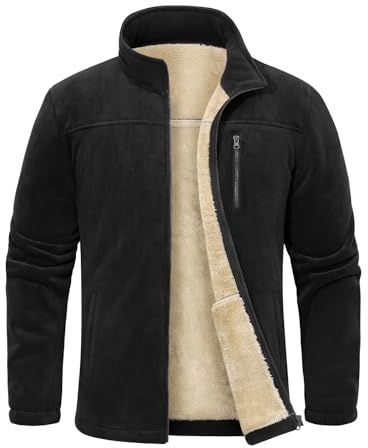 Voqeen Giacca Invernale Uomo in Pile Termico Giacche con Zip Caldo Felpa Manica Lunga Sportivo Cappotto Sherpa da Lavoro Giubbino Casual