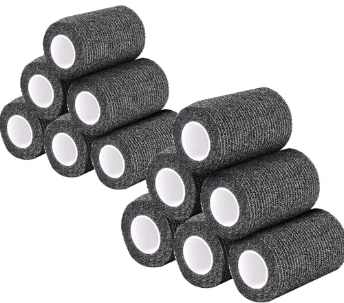 SINZONeu® Bandage Autoadhésif 12 Rouleaux (7.5cm×4.5m) - Bande Cohesive Élastique pour Cheville, Soins Équins & Support Articulaire