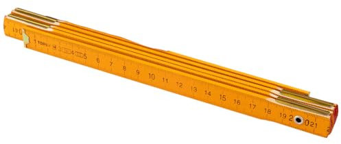 TOPEX Holz Zollstock – 1m / 2m langer Gliedermaßstab – 16mm Breite – Gut Ablesbar, Gelbes Finish – Präzise für Bau & Schreiner Klappmeter mit Gelbem Finish