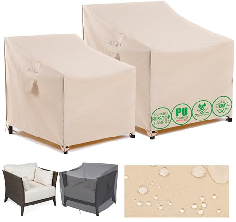F&J Outdoors Housse pour chaises de jardin Imperméable 89x99x66/91cm Lot 2 | Housse imperméable pour chaise de jardin, protège mobilier extérieur de la pluie, poussière, soleil et intempéries