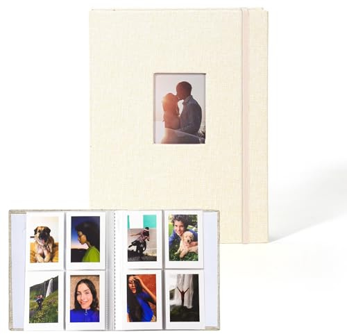Polaroid 208 fundas para álbum de fotos mini para película de 3 pulgadas, mini álbum de fotos compatible con Fujifilm Instax Mini 9/11/12/Evo y Polaroid Snap (beige)