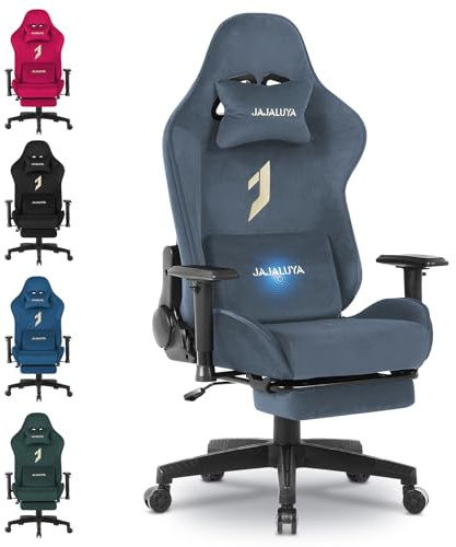 JAJALUYA Gaming Chair, Computer Chair with Footrest, Headrest, and Lumbar massage, Height-Adjustable Rotating Task Chairs, and Ergonomic PC Chair (Gray)