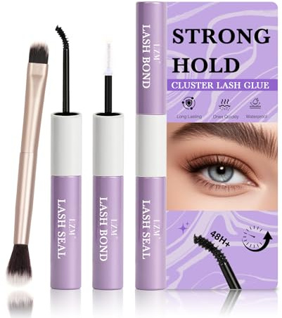 LZM Colla Ciglia Finte Ciuffetti - Tenuta Forte 2in1 A Lunga Durata Colla Per Ciglia Finte Facile Da Usare Lash Clusters Glue Impermeabile Non irritante Lash Bond And Seal (5ml+5ml)