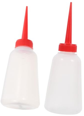 Gatuida 2pcs Plastic Sewing Machine Oil Applicator Bottles with Red Precision Nozzles Lightweight Oil Dispensers for Embroidery and Automotive Use Portable Squeeze Bottles for Craft Glues