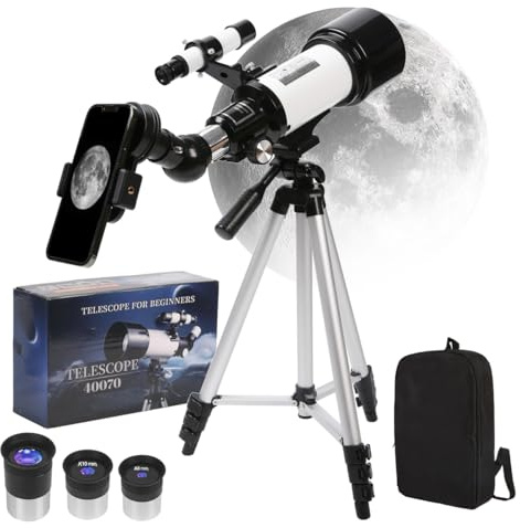 Telescopio per bambini, telescopi astronomici zoom 90X HD 70/400 mm, rifrattore portatile, telescopio con treppiede, telescopio da esterno per adulti, bambini e principianti
